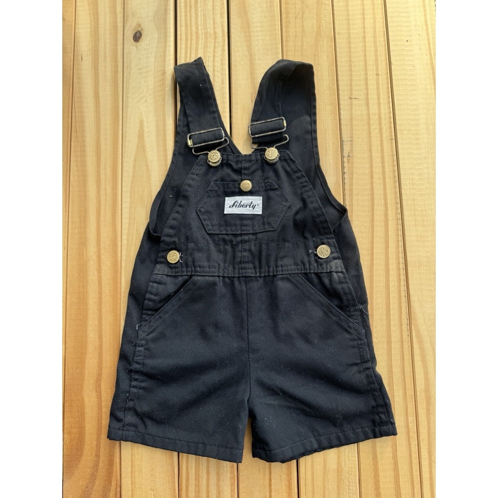 Vintage Kids Liberty Short Overalls Black Size 3t USA Made
